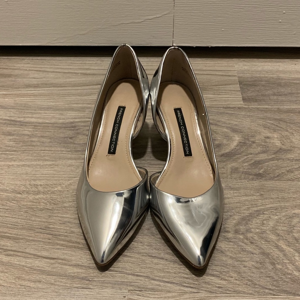 French Connection Silver Mirror Heels